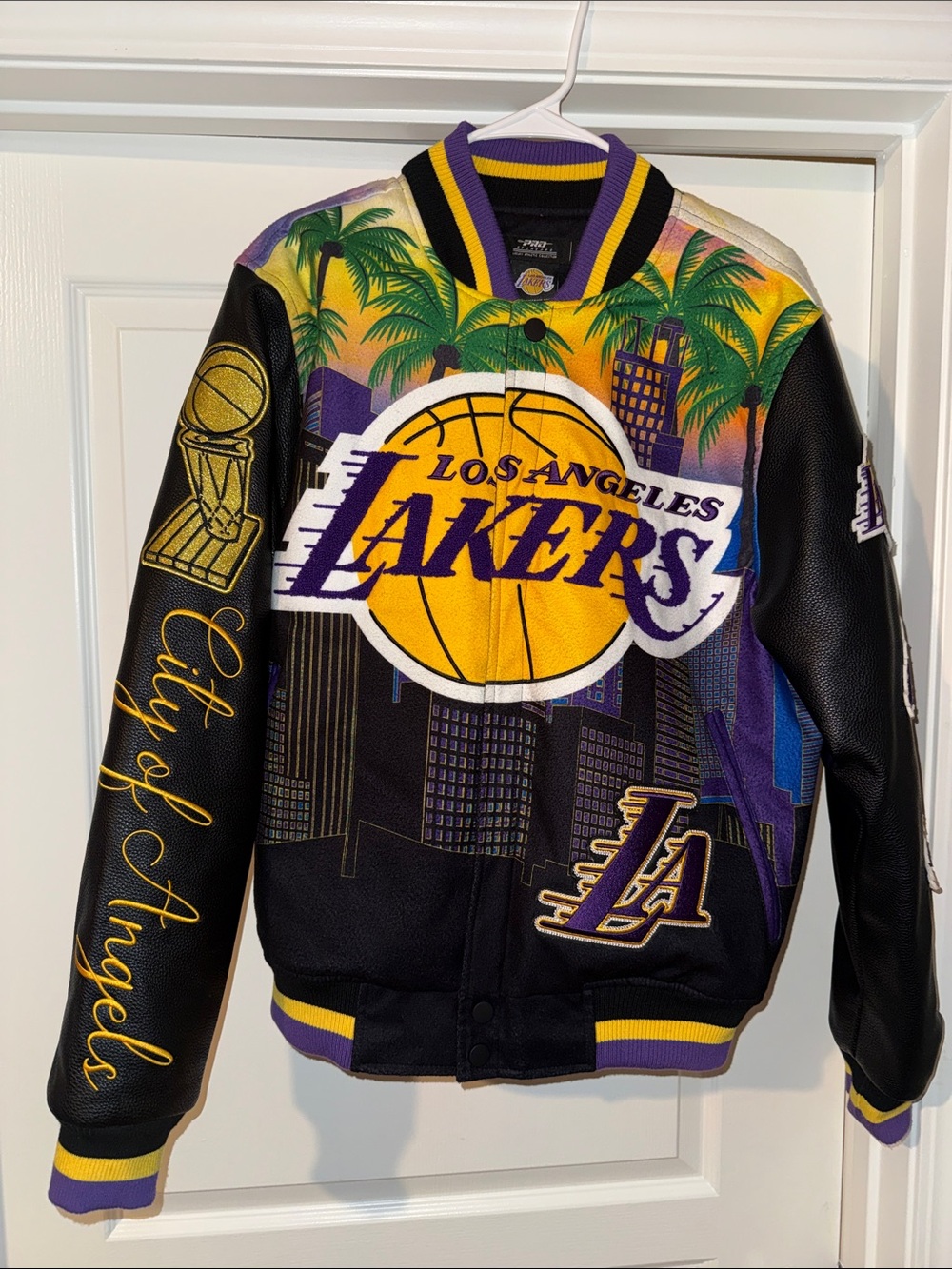 Los Angeles Lakers Black & Purple Varsity Jacket with Yellow Logo